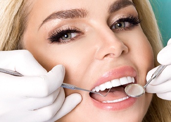 Woman during routine cleaning and checkup