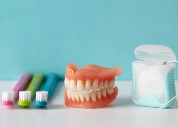 Dental products on counter
