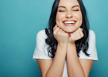Lady shows pretty smile