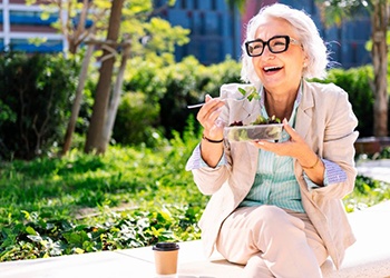 Lady enjoys salad