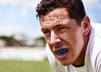a man wearing a mouthguard 
