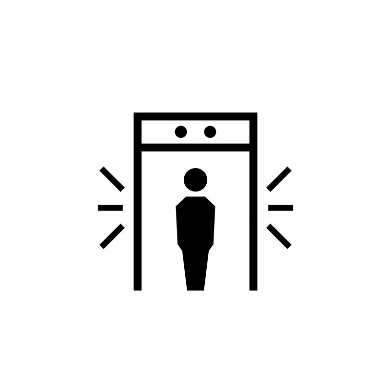 Icon of a person going through a metal detector