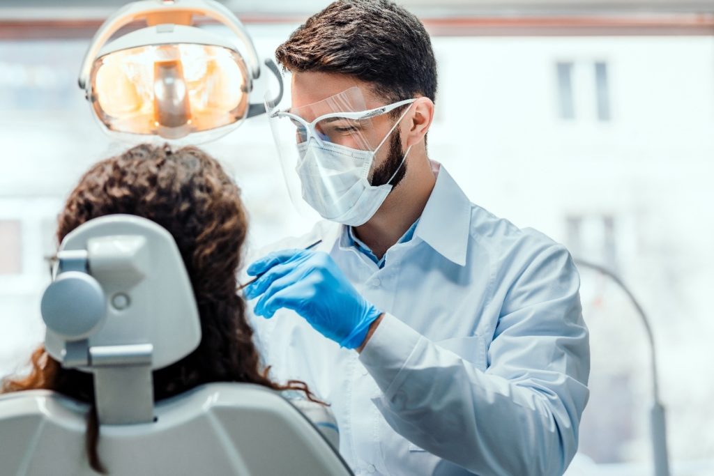 patient having dental crown placed 